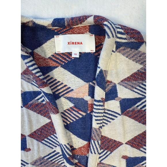 Xirena Ivory Blue Red Crop Jacket Boxy Embroidered Blazer XS - Picture 7 of 11